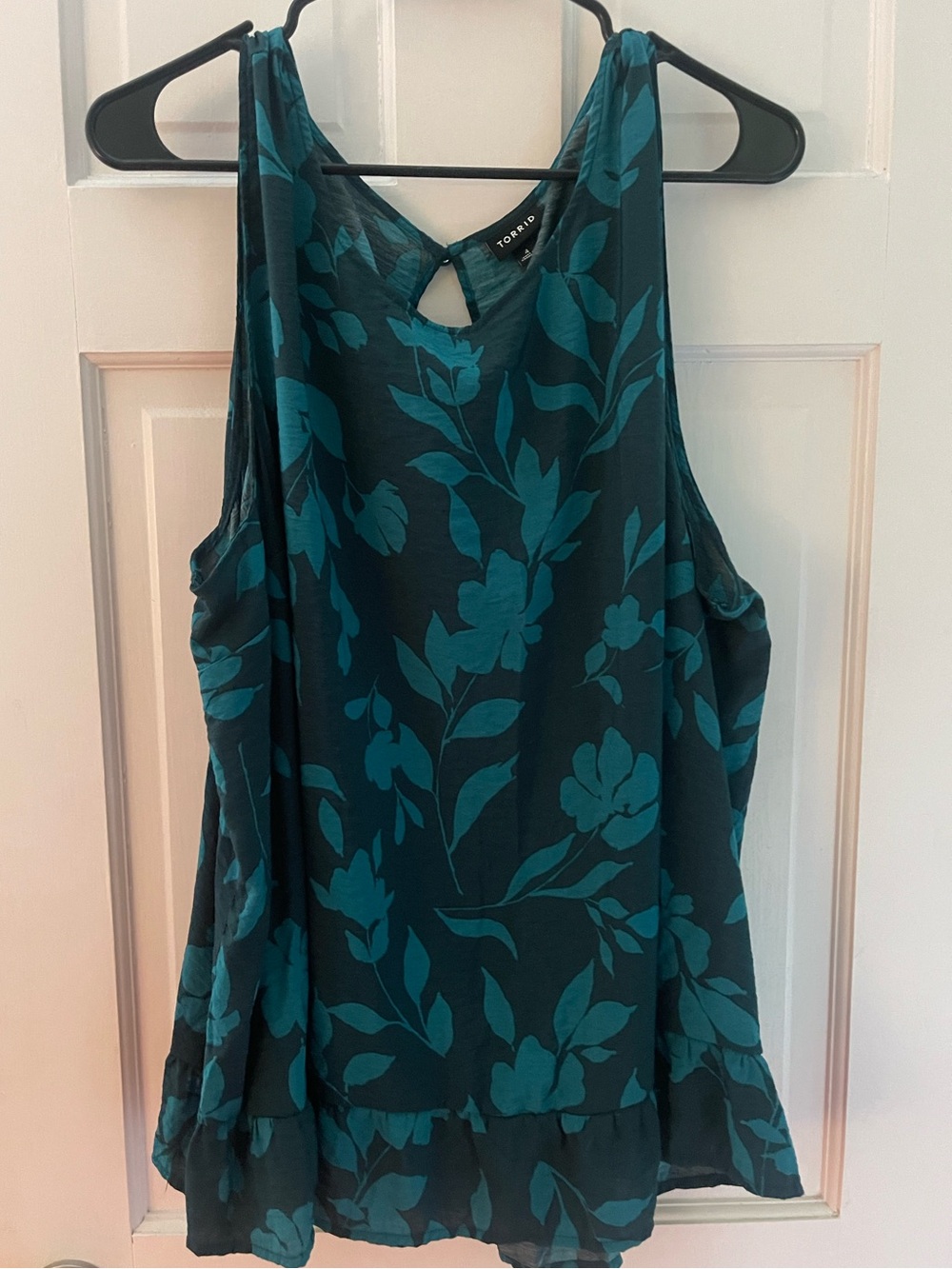 torrid teal floral ruffle-hem camisole